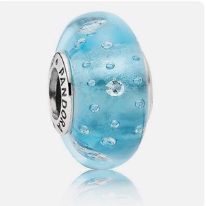 AUTHENTIC PANDORA Blue Effervescence Murano Charm 🦋😊 Sterling Silver Core